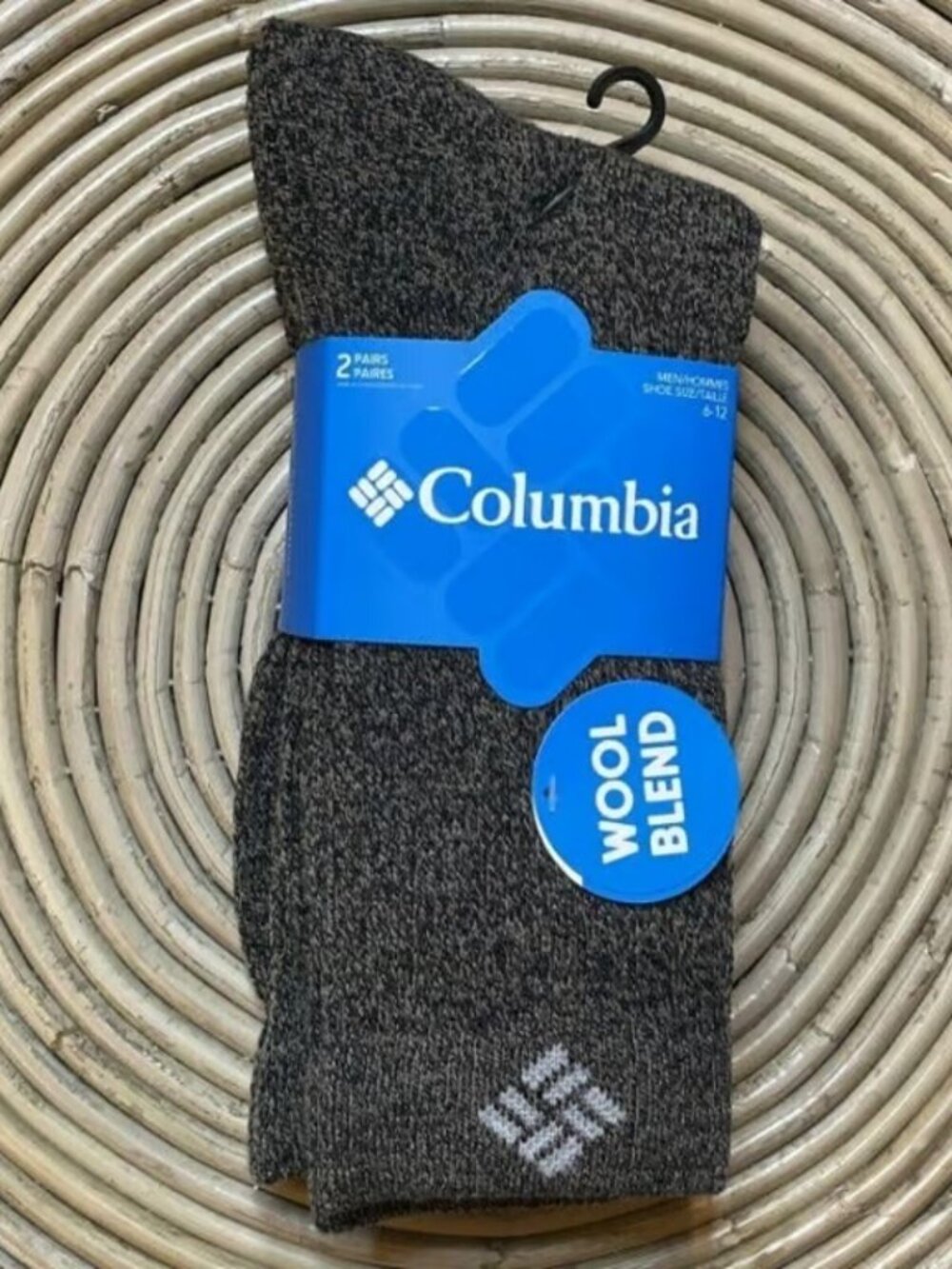 Columbia Men's Wool Merino Blend Crew Socks 2 Pair Charcoal Gray Shoe Size 6–12